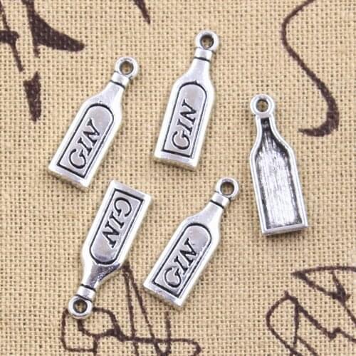 20pcs Charms wine gin 21x7mm Antique Silver Color Pendants Making DIY Handmade Tibetan Finding Jewelry