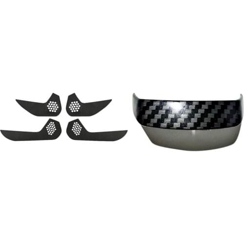 4Pcs Carbon Fiber Door Side Anti-Kick Protection Trim with Carbon Fiber Grain Car Steering Wheel Decor Cover Trim