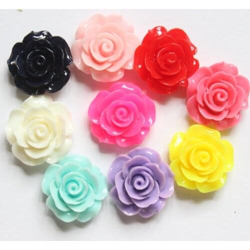 50pcs/lot flat back resin flowers mix colors DIY resin cabochons accessories 18mm
