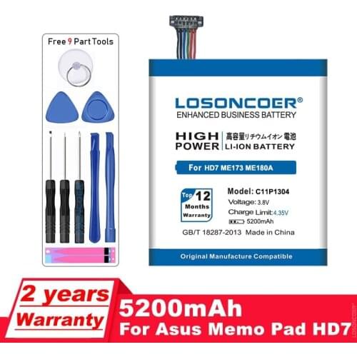 LOSONCOER 5200mAh C11P1304 Battery For Asus Memo Pad HD 7 Me173X K00B HD7 ME173 K00U ME180A K00L Batteries
