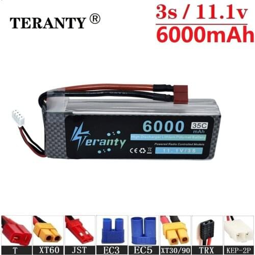 Upgrade 35C 11.1v 6000maH Lipo Batterry For RC Drones Cars Boats Quodcopter Spare Parts 3s 6000mah 11.1v Rechargeable battery