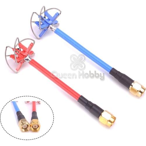 5.8GHz 3dBi 4 Leaf Clover Cloverleaf RP-SMA / SMA RHCP Antenna Red/Blue For Aomway VTX Transmitter Receiver Quad Camera Drone