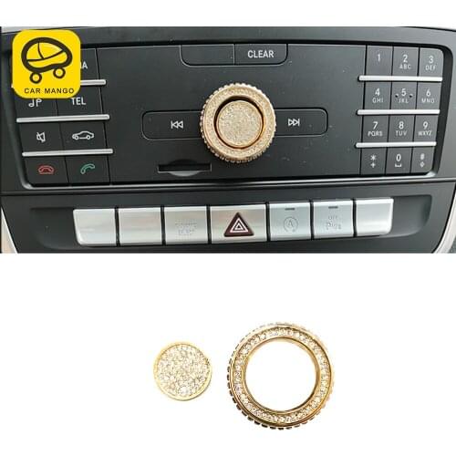 CarMango for Mercedes-Benz GLA-Class X156 CLA C117 Car Rhinestone A/C Volume Knob Circle Cover Crystal Frame Diamond Accessories