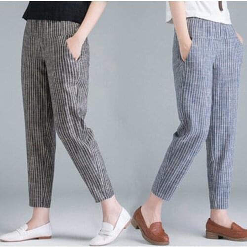 Summer Korean Thin Cotton Linen Pants Women Loose Radish Pants 2021 New High Waist Slim Casual Nine-point Harem Pants