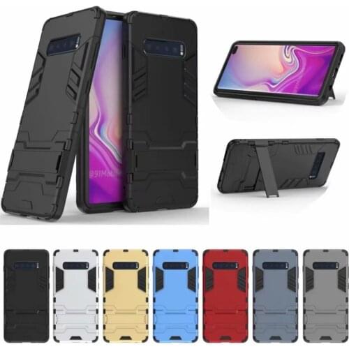 Phone Case For Samsung Galaxy S10 / S10 Plus Armor Shockproof Stand Silicone Back Cover For S10 Lite Hybrid TPU+Hard PC Coque