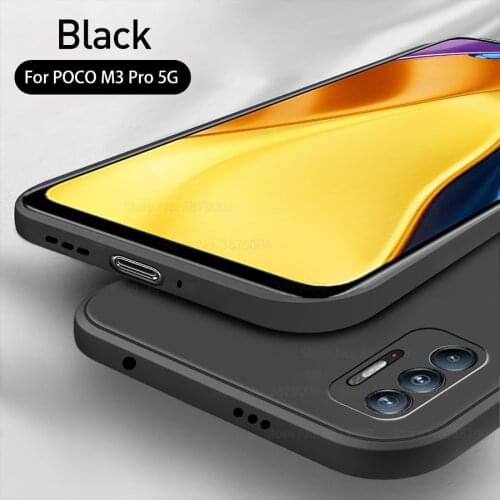 Liquid square silicone cases for poco m3 pro 5G case soft frame covers for pocophone little poco m 3 pro m3pro shockproof coque