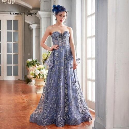 Lemon joyce Formal Evening Dresses Long 2020 Sexy Sweetheart Illusion A-line Prom Dress Party robes de soirée Plus Size