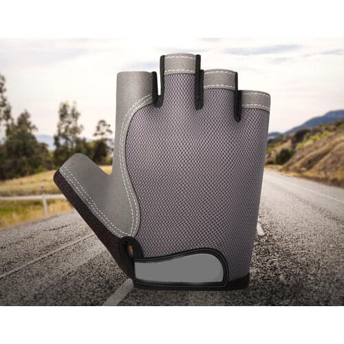 Unisex Half Finger Breathable Anti Slip Magic Tape Weight Lifting Cycling Gloves Road Mountain Bike Glove Anti Shock