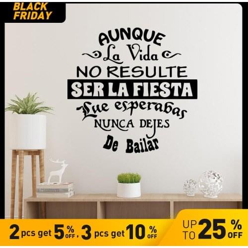 Spanish Elegant Text ser la fiesta Text Home Decor Vinyl Wall Stickers For Kids Rooms Decoration Art Decor Wallpaper