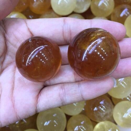 About 3cm 2pcs beautiful 100% natural orange calcite Crystal gemstone spheres Metaphysical Healing stone balls as gift wholesale