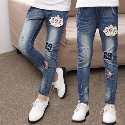 Childrens Clothes 2019 Spring Autumn Kids Leggings Girls Jeans Trousers Fashion gun Cotton Blend Pants Lovely Pencil legging