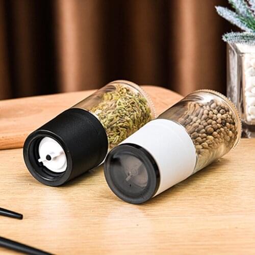 Salt Pepper Spice Mill Grinder Glass Manual Pepper Grinder Transparent Glass Jar Spice Jar Grinder Seasoning Bottle Kitchen Tool