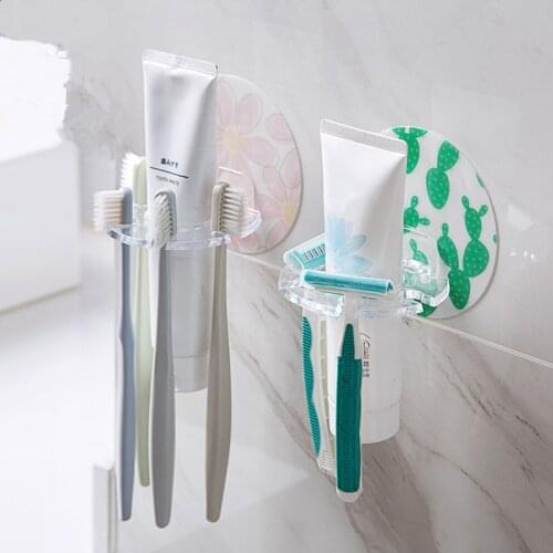 Bathroom Punch-free Toothbrush Razor Holder Wall-mounted Dental Shelf Strong Seamless Stickers Rack Toothbrush Storage Rack
