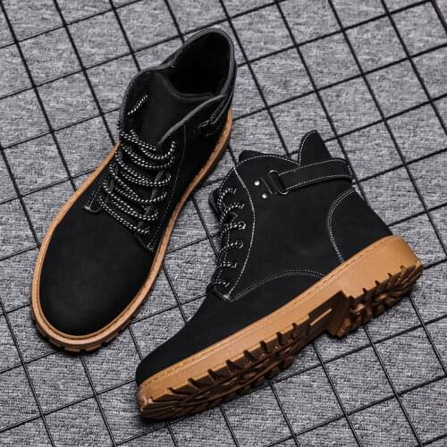 2020 Winter New Mens Boots Hight-Top Work Shoes Fashion All-match Snow Boots Mens British Short Boots Warm Mens Shoes