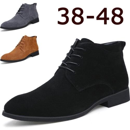 New Fashion Mens Boots British Mens Pointed Leather Boots Korean Casual Boots Large Size Mens Martin Boots