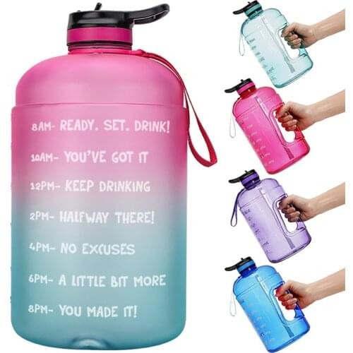 NEW 3.78L 128oz Gallon Water Bottle with Straw Clear Plastic Sports Bottles GYM Tool Jug Fitness Water Cup BPA Free Sports Cup