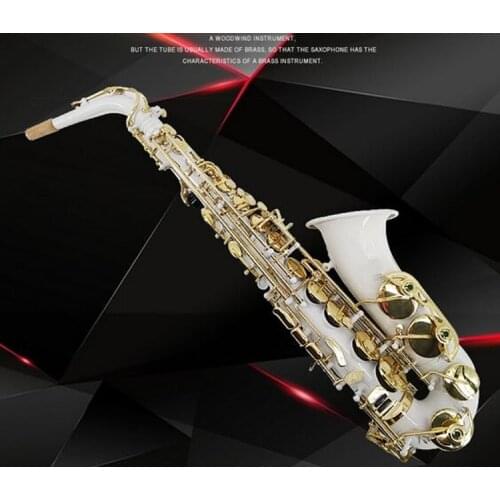 New High Quality white Alto saxophone E flat musical instruments Golden key played super professional grade Gift
