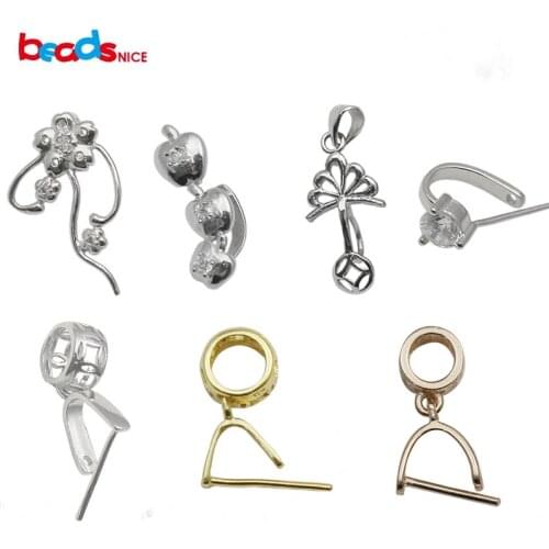 Beadsnice Solid Silver 925 Pendant Clip Pinch Bail Findings Jewelry Connector Pendant Necklace Clasps for Pendant Making ID34628