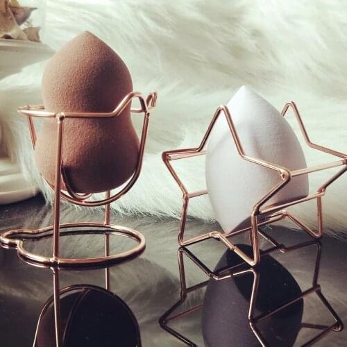 Cosmetic Puff Shelves Makeup Beauty Egg Powder Puff Sponge Display Stand Alloy Drying Holder Bathroom Desktop Storage Accessory