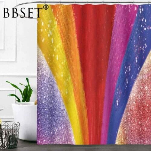 Rainbow Shower Curtain Beautiful Colorful Stripes Pattern Waterproof Multi-size Douchegordijn Bathroom Decor with 12 Hooks