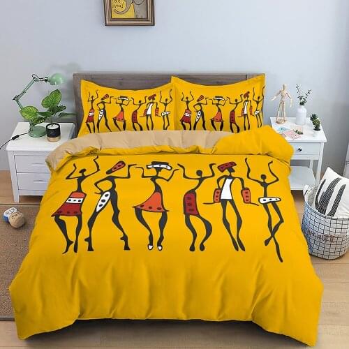 Luxury African Women Ethnic Print Duvet Cover + Pillowcase Home Textile Bedding Sets King Size Comforter Quilt Cover Set