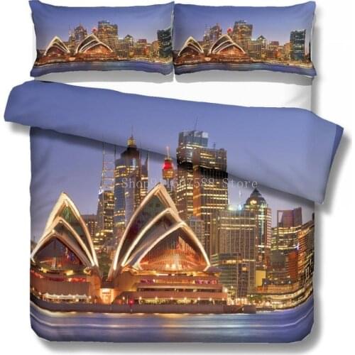 Luxury Sydney Opera House 3D Printed City Bedding Set Evening Night Frinds' Gift bedding Duvet Cover Set Home Textiles