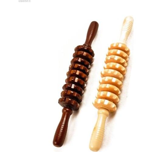 Wooden massage roller handheld cellulite stick massage trigger point manual muscle release roller stick massager