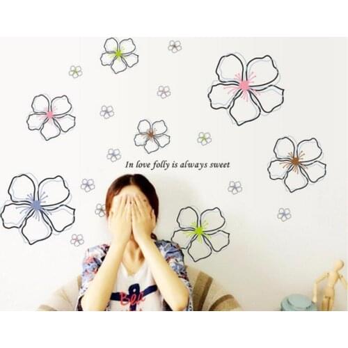 Removable wall stickers Five which transparent film stickers background of flower into the bedroom