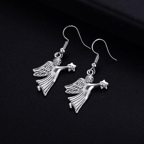 Trendy Vintage Angel Shape Dangle Earrings for Women Girl Retro Drop Earrings Cute Small Object Earring Jewelry Bijoux