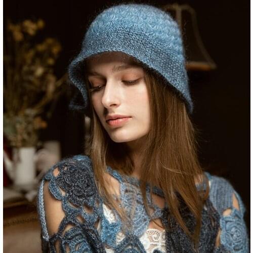 X041 Adult Handmade Plush Fisherman Hat Autumn and Winter Travel Bucket Hat All-match Knitted Woolen Cap Adjust Size Hats