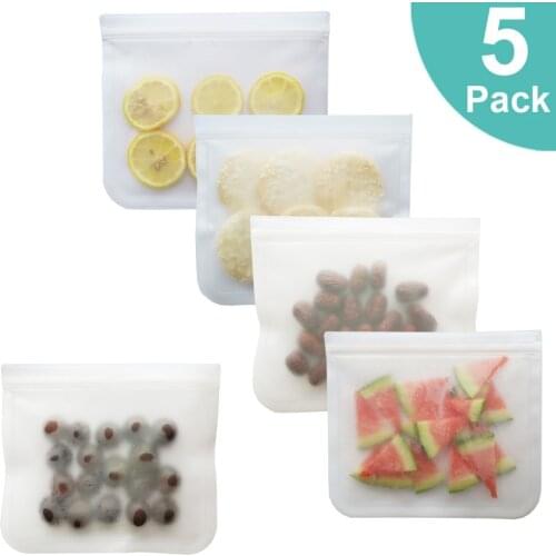 PEVA Silicone Food Storage Bag Reusable Freezer Snack Bag Leakproof Top Zip Lock Bags Kitchen Organizer Fruit Fresh-keeping Bag
