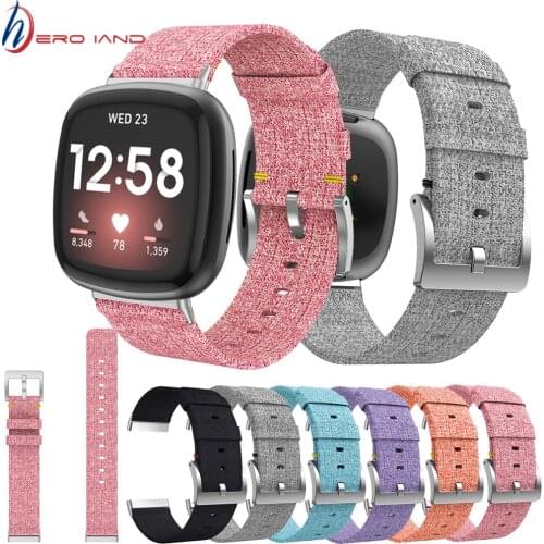 Canvas Strap for Fitbit Versa 3 Band Nylon Woven Bracelet Wristband Replacement Versa3 Women Men Watchband for Fitbit Sense Band