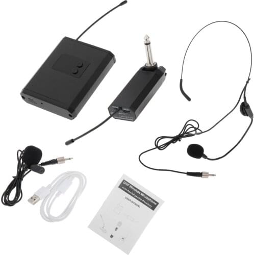 UHF Wireless Micophone Lapel System w/ Bodypack 180° Adjustable Interface Speech YouTube Podcast Conference