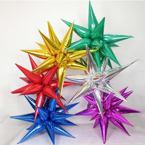 12pcs/lot Water Droplets Aluminum Foil Balloon Explosive Star Balloons for Wedding Birthday Party Mall Event Decoration Supplies