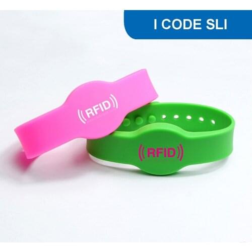 WB04 adjustable RFID Silicone Wristband NFC Bracelet Tag for Acess Control 13.56MHZ ISO15693 1K BIT R/W with I CODE SLI Chip