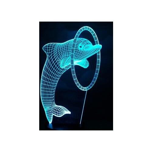 YJM-2856 1Piece Holiday Lamp 3D Bulbing Light Millennium Dolphin Light Color Changing