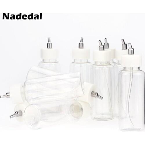 10PCS 100cc Plastic Airbrush Jars Dual-Action Siphon Feed Air Brush Bottles Pot Lid Adapter Airbrushing Accessories Paint Bottle