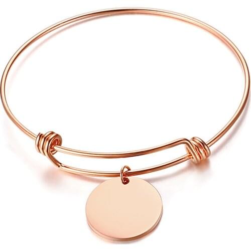 20-23cm Stainless Steel Round Adjustable Bracelet 2019 Trendy Bracelets Gold For Women Men Bracelet Jewelry Gift Party