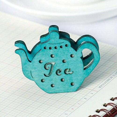 200pcs business card holder garden style home decoration wooden retro teapot message clip stickers 4.5 * 5.5cm ZA6812