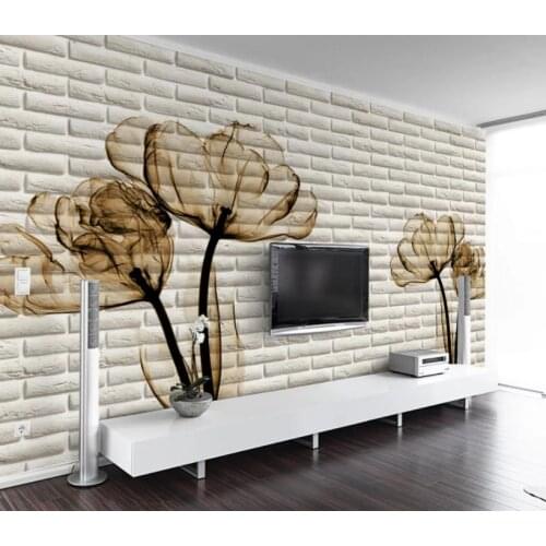 3D Wallpaper Mural Decor Jane red depicting tulip 3D brick wall TV Backdrop Bedroom Photo Wall Paper