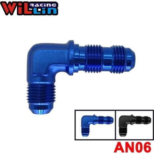 WILLIN - AN6 (6AN) Male 90 Degree Elbow Flare Bulkhead Adptors Anodized Aluminium Fitting Oil Adapters Blue/Black WL833-06