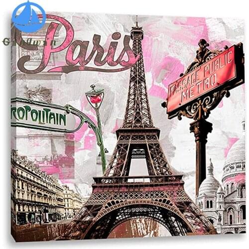 Diamond Painting Pink Paris Eiffel Tower full square round drills Romantic Cityscape diamond embroidey cross stitch mosaic decor