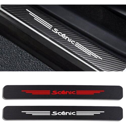 Auto Stickers Door Threshold Vinyl Protector For Renault SCENIC Car Door Sill Scuff Plate Guard Carbon Fiber Decor Accessories