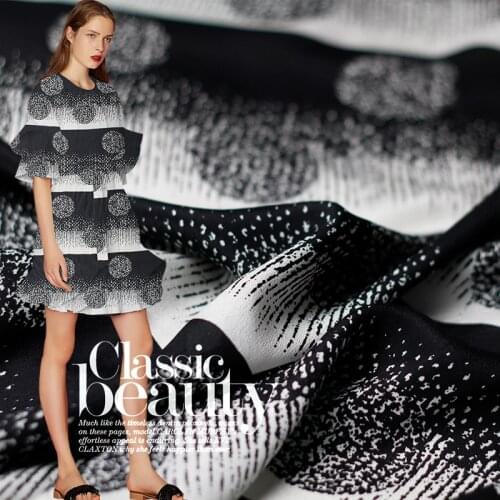 White waxberry 14momme edelweiss printed 100% silk crepe de chine materials summer dress shirt DIY clothes fabrics Freeshipping