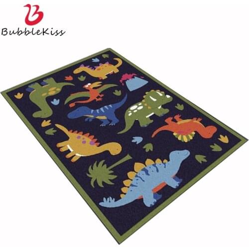 Bubble Kiss Creative Area Rug For Living Room Cartoon Cute Dark Blue Forest Little Dinosaur Carpet Door Mat Carpet Kids Room Rug