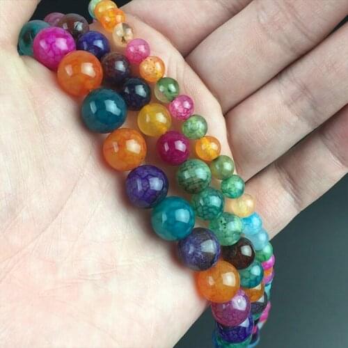 6 8 10mm Multicolor Dragon Veins Agates Beads Natural Loose Stone Beads for Jewelry Making DIY Bracelets Necklace 15''Inches