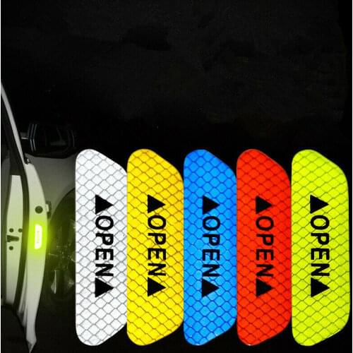 CS084#9.3*2.5cm 4 PCS Car anti-collision strips open reflective car stickers traffic safety warning stickers door opening decor