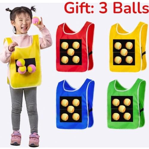 Kids Outdoor Sport Game Props Vest Sticky Jersey Vest Game Vest Waistcoat With Sticky Ball Throwing Toys For Children Sports Toy
