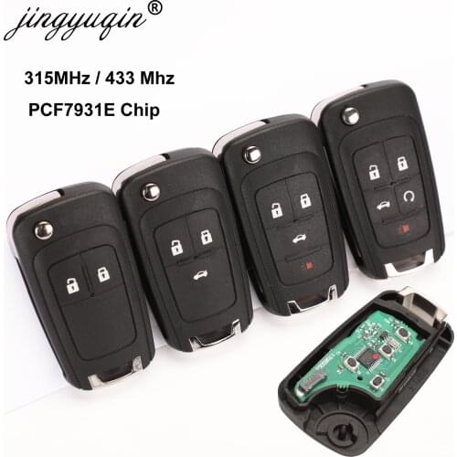 Jingyuqin 10pcs/lot 2/3/4 Buttons Remote Control Fob Flip Folding Key For Chevrolet Lova Sail Aveo Cruze 315/433Mhz PCF7937E