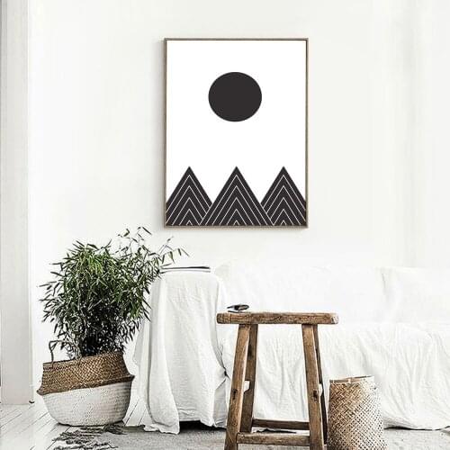 Irregular Geometry Sun And Mountain Nordic Style Canvas Print Painting Wall Art Picture For Home Decor Kids' Room Unframed LZ820